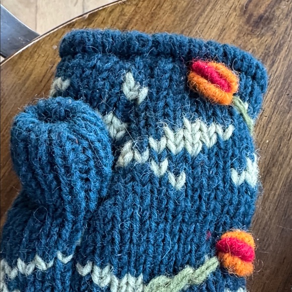 Colorful Hand Knit 100% Wool Fingerless Gloves Arm Warmers One Size - Picture 9 of 16